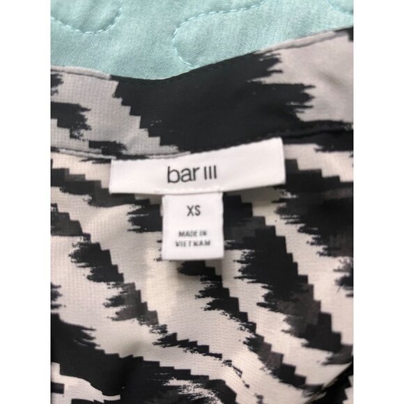 Bar III Black White Zebra Print Button Down Sheer Long Layered Top Sz XS - Picture 3 of 5